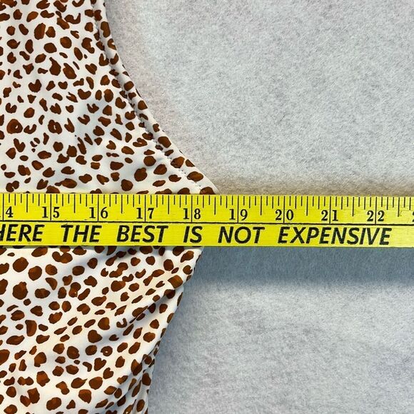 J. CREW One Piece Swimsuit XXL Brown White Animal Print Ruched One Shoulder - Picture 8 of 13